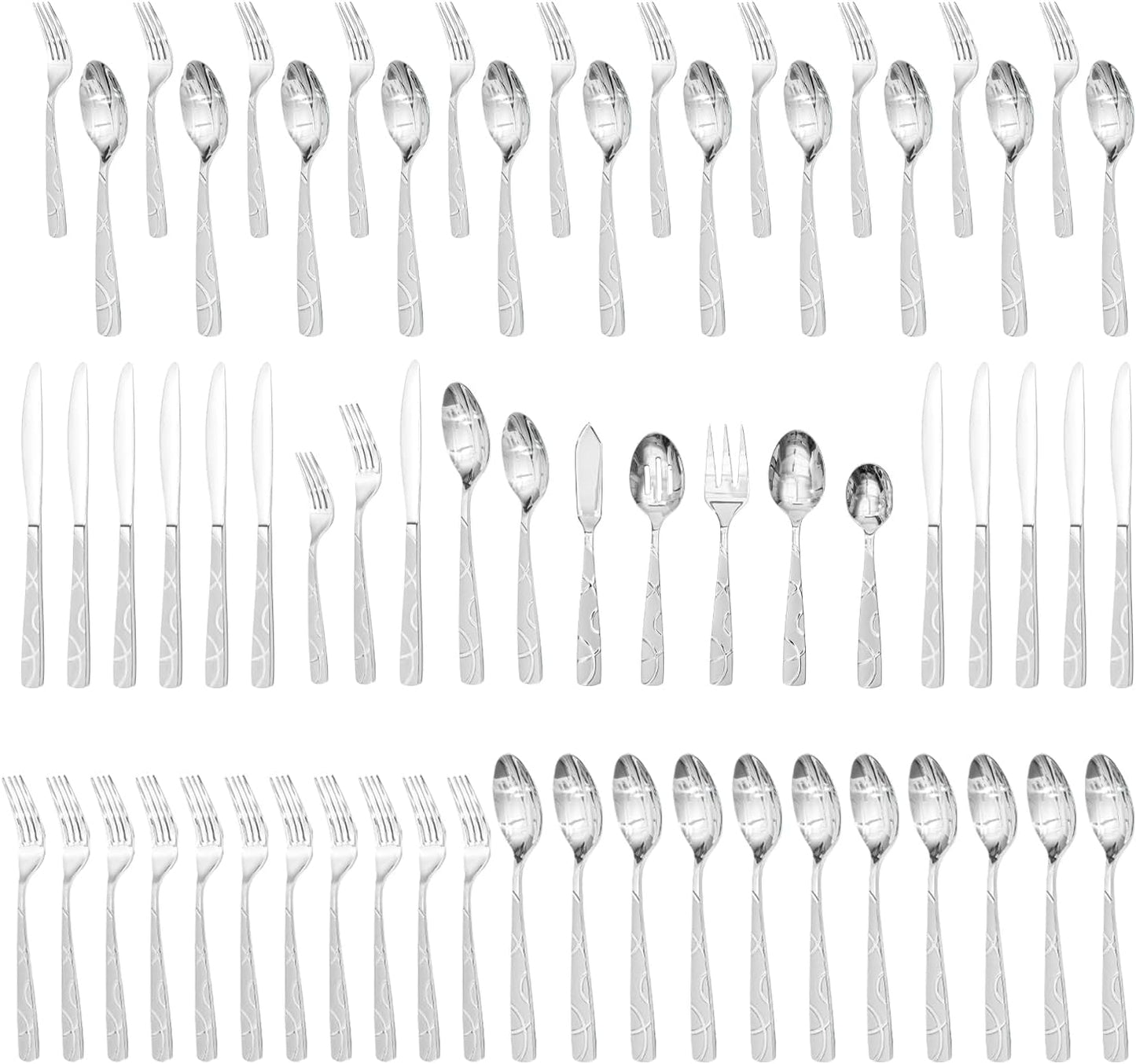 40PCS Stainless Steel Silverware Set, Modern Flatware Set for Kitchen, Mirror Polished Cutlery Set with Forks, Spoons and Knives，Dishwasher Safe
