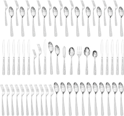 40PCS Stainless Steel Silverware Set, Modern Flatware Set for Kitchen, Mirror Polished Cutlery Set with Forks, Spoons and Knives，Dishwasher Safe