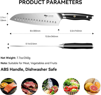 8 Inch Santoku Knife, Forged German High-Carbon Stainless Steel