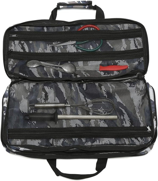 3 Slots - CAMO - Professional Chef Knife Bag, 20 Knife Slots, 3 Storage Compartments, Camo Design, – Durable, Large Knife Bag for Chefs – Knives Not Included