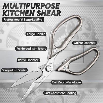 Heavy Duty Kitchen Shears Set - All Purpose Meat Scissors for Food