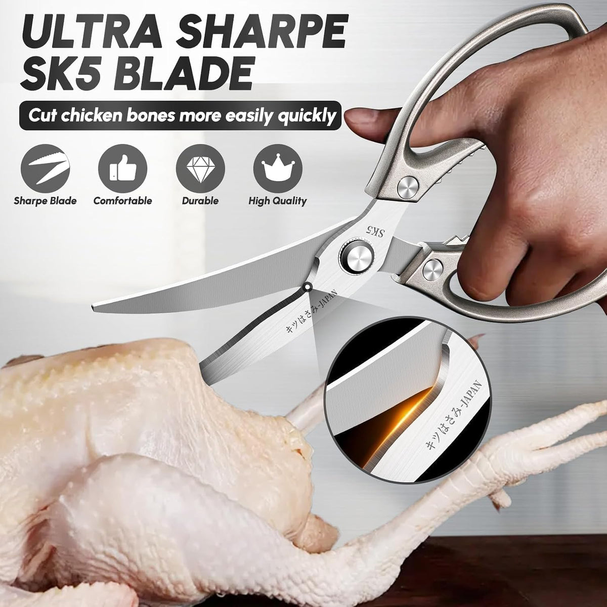Heavy Duty Kitchen Shears Set - All Purpose Meat Scissors for Food