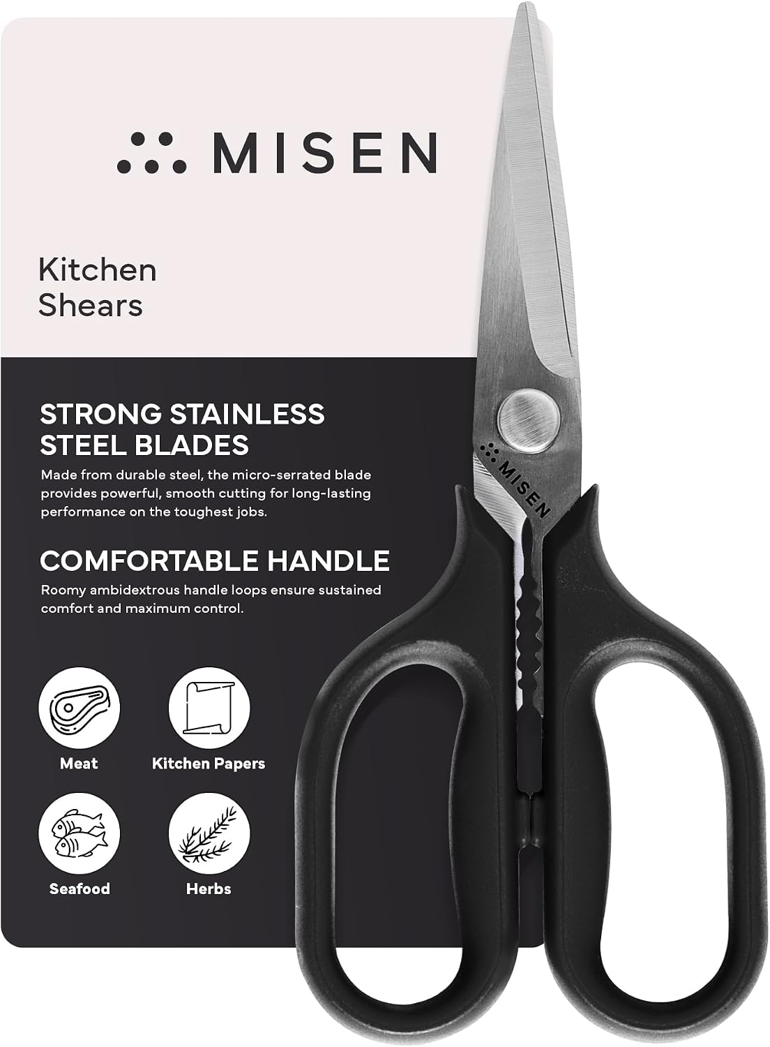 Heavy Duty Kitchen Shears - Comfortable Ambidextrous Scissors for Meat, Poultry, Herbs & More - Easy to Clean - German Stainless Steel - Large | Green