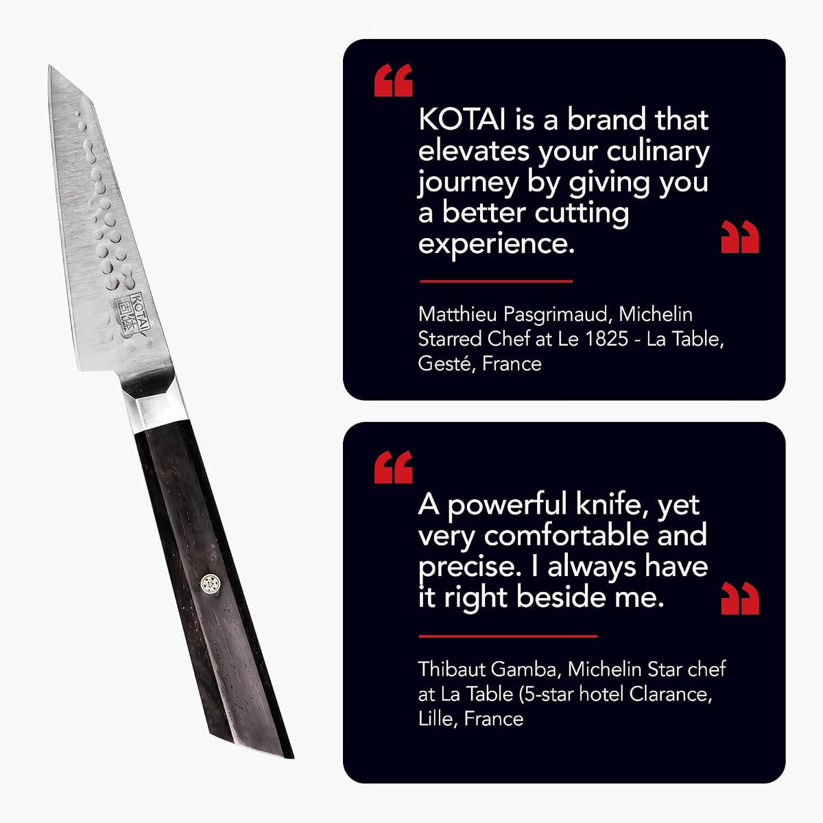 3.5-inch Bunka Paring Knife | Ultra Sharp Japanese 440C Stainless Steel | Hammered Tsuchime Finish | Ebony Handle | Hidden Full Tang | Precision Knife for Peeling & Trimming