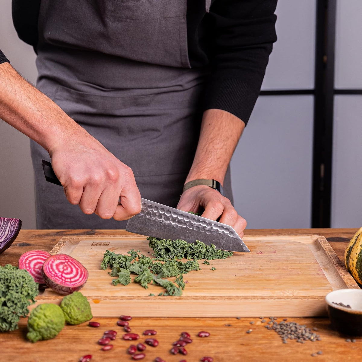 3.5-inch Bunka Paring Knife | Ultra Sharp Japanese 440C Stainless Steel | Hammered Tsuchime Finish | Ebony Handle | Hidden Full Tang | Precision Knife for Peeling & Trimming