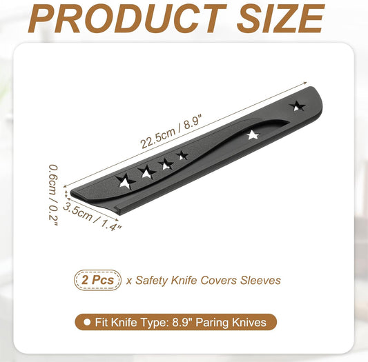 2Pcs Safety Knife Covers Sleeves, Universal PP Knife Sheaths Edge Guards Blade Protector Covers for 8.9" Bread Knives Portable for Kitchen Camping Picnics Accessories, Black