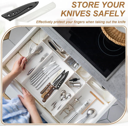 2Pcs Safety Knife Covers Sleeves, Universal PP Knife Sheaths Edge Guards Blade Protector Covers for 8.9" Bread Knives Portable for Kitchen Camping Picnics Accessories, Black