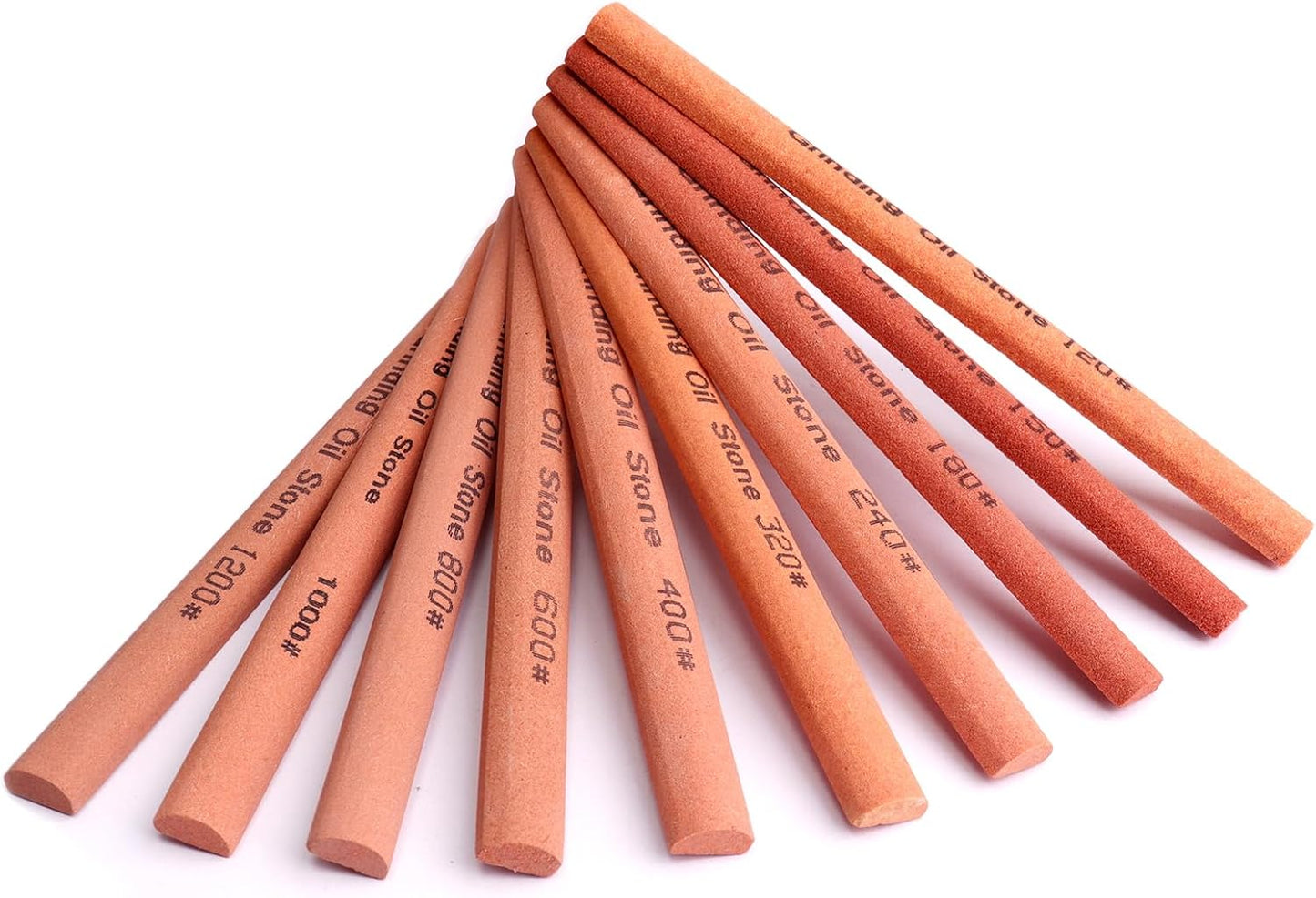 10pcs Sharpening Stone Set-10 Grit Semi Cylindrical Assorted Sizes Whetstone Sharpener Polishing Honing Stone Kit 80# 120# 180# 240# 320# 400# 600# 800# 1000# 1200#(5.91x0.47x0.24inch)