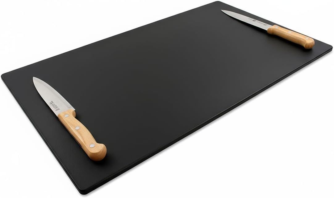 30x18 Extra Large Cutting Board for Fish, Meat, BBQ - 1/2 Inch Thick Black Plastic, Commercial Grade HDPP Poly with NSF Stamp, 10 pounds
