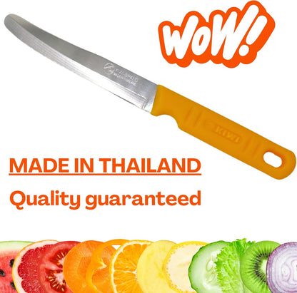 Round Tip Knife, Blunt Knife, Rounded Tip Knives for Cutting Fruit and Vegetable, Smooth Sharp Blade, Safety Knifes (Yellow)