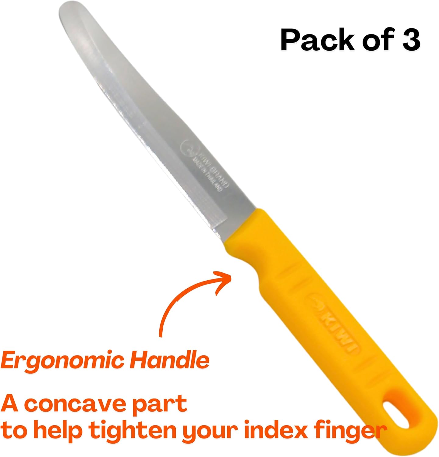 Round Tip Knife, Blunt Knife, Rounded Tip Knives for Cutting Fruit and Vegetable, Smooth Sharp Blade, Safety Knifes (Yellow)