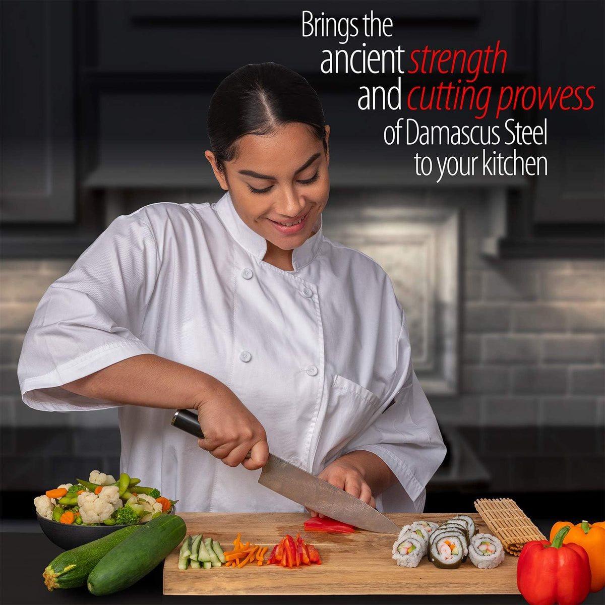 16 Piece Kitchen Knife Set Stainless Steel with Wood Handles, 8" Chef, 6.5" Cleaver, 8" Bread, 8" Slicing, 4.5" Paring, 6pcs Steak Knives, Kitchen Shears, and more