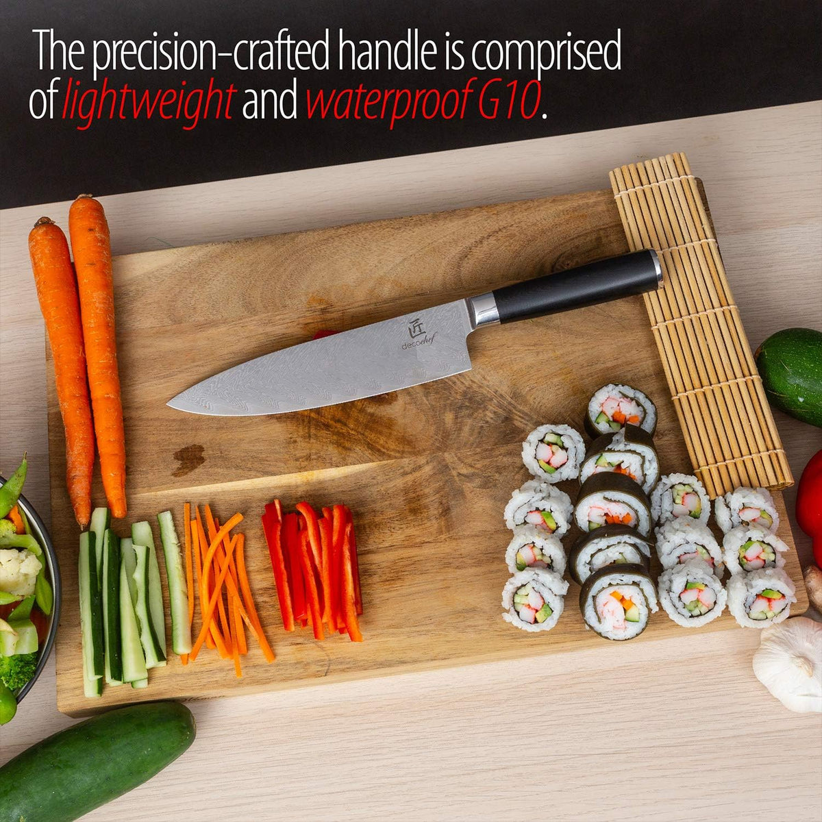 16 Piece Kitchen Knife Set Stainless Steel with Wood Handles, 8" Chef, 6.5" Cleaver, 8" Bread, 8" Slicing, 4.5" Paring, 6pcs Steak Knives, Kitchen Shears, and more
