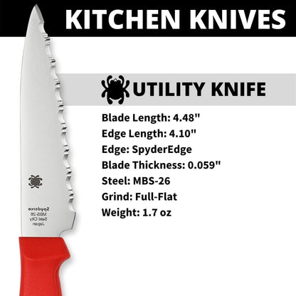 Lightweight Kitchen Utility Knife with MBS-26 Stainless Steel Blade and Polypropylene Plastic Handle