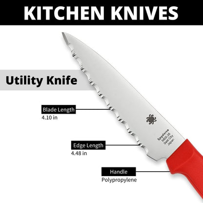 Lightweight Kitchen Utility Knife with MBS-26 Stainless Steel Blade and Polypropylene Plastic Handle