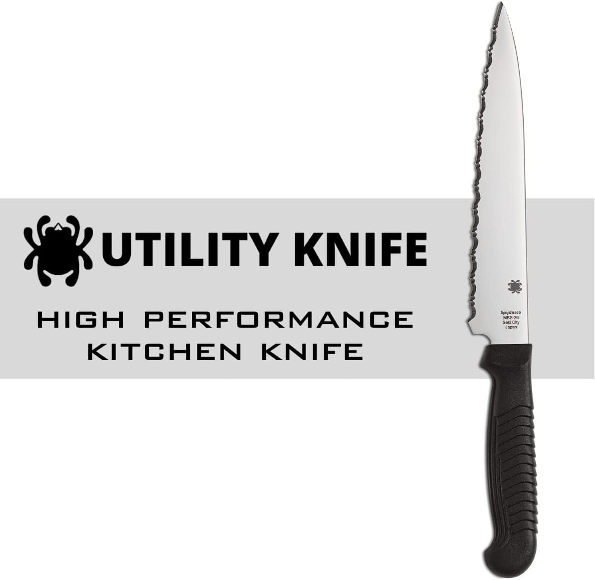 Lightweight Kitchen Utility Knife with MBS-26 Stainless Steel Blade and Polypropylene Plastic Handle