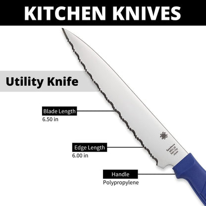 Lightweight Kitchen Utility Knife with MBS-26 Stainless Steel Blade and Polypropylene Plastic Handle