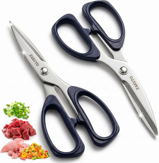 Kitchen Shears 2 Pack – Heavy Duty Stainless Steel Food Scissors for Meat, Poultry & Cooking, Sharp Multipurpose Kitchen Cutting Shears, Dishwasher Safe (6” & 8”)