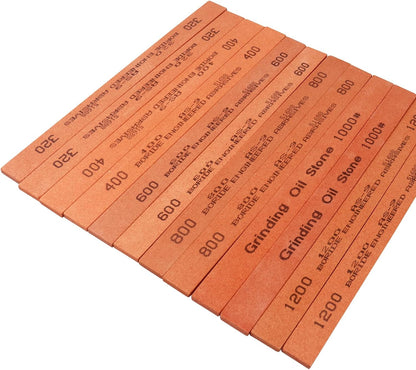Sharpening Stone Set, 12pcs Knife Whetstones Set White Corundum Sharpener Honing Stone - Polishing Oil Stone Set Grits 320# 400# 600# 800# 1000# 1200#-(5.9x0.47x0.12Inch)