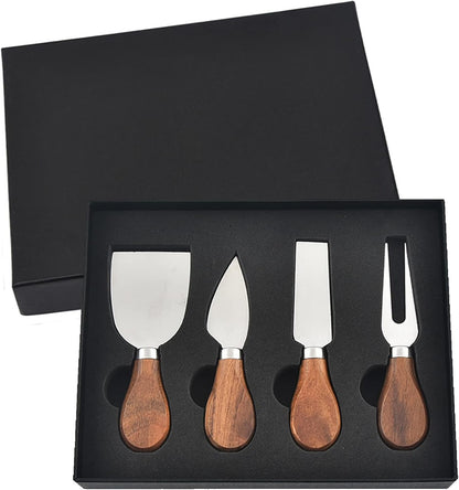 Cheese Knives with Cheese Slicer Cheese Cutter Cheese Fork,Cheese Spreading Knife for Charcuterie Boards and Cutlery Gift Set,6 Pieces Cheese Knife Set with Bamboo Wood Handle Steel Stainless
