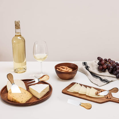 Cheese Knives with Cheese Slicer Cheese Cutter Cheese Fork,Cheese Spreading Knife for Charcuterie Boards and Cutlery Gift Set,6 Pieces Cheese Knife Set with Bamboo Wood Handle Steel Stainless