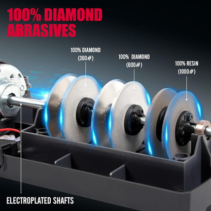 Professional Electric Knife Sharpener for Kitchen Knives, 3-Stages Sharpener System with Diamond Abrasives, Quickly Sharpening, Repair/Restore/Polish Blades