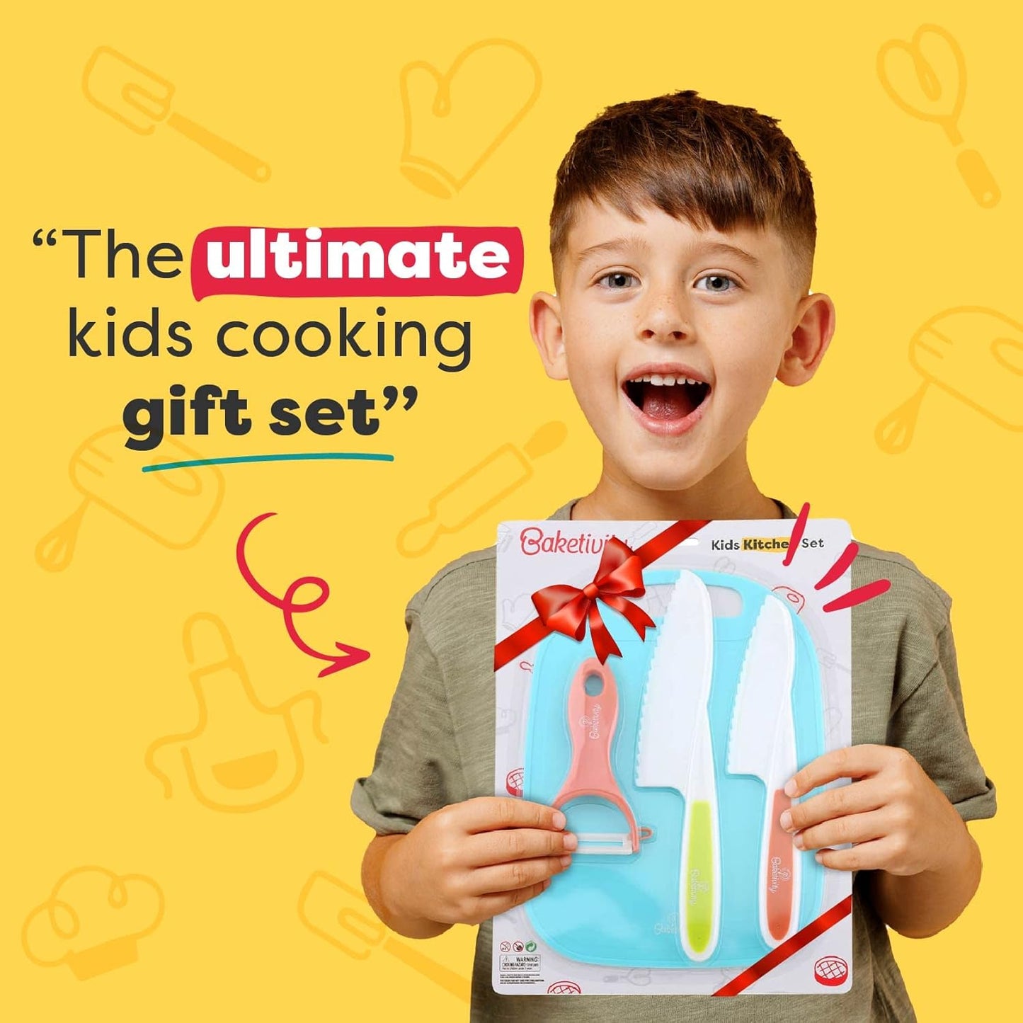 Kid-Safe Plastic Knife Set with Cutting Board & Peeler