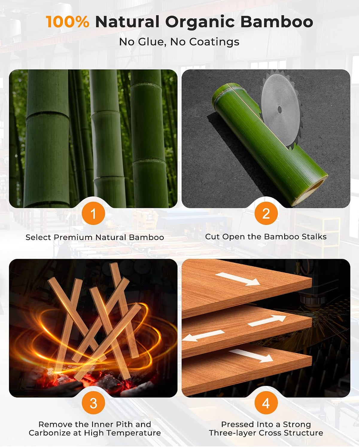 Bamboo Cutting Board for Kitchen, Knife-Friendly Wooden Cutting Boards Set