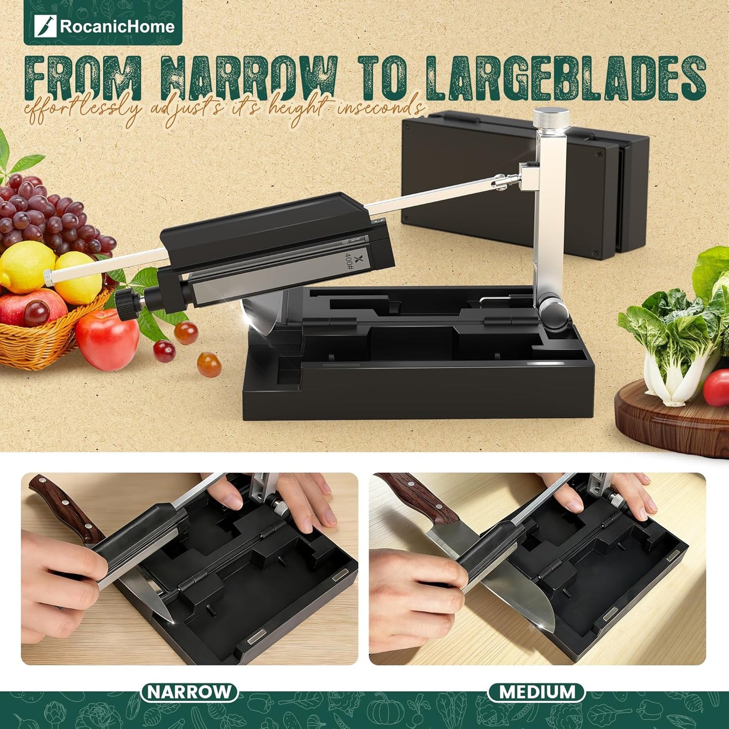 Ultra-Portable Knife Sharpener, Assemble & Use Anywhere with 4 Diamond Stones (240 to 2000 Grit), Angle Adjustable & Magnetic Clamp for Kitchen, Outdoor, Pocket Knives