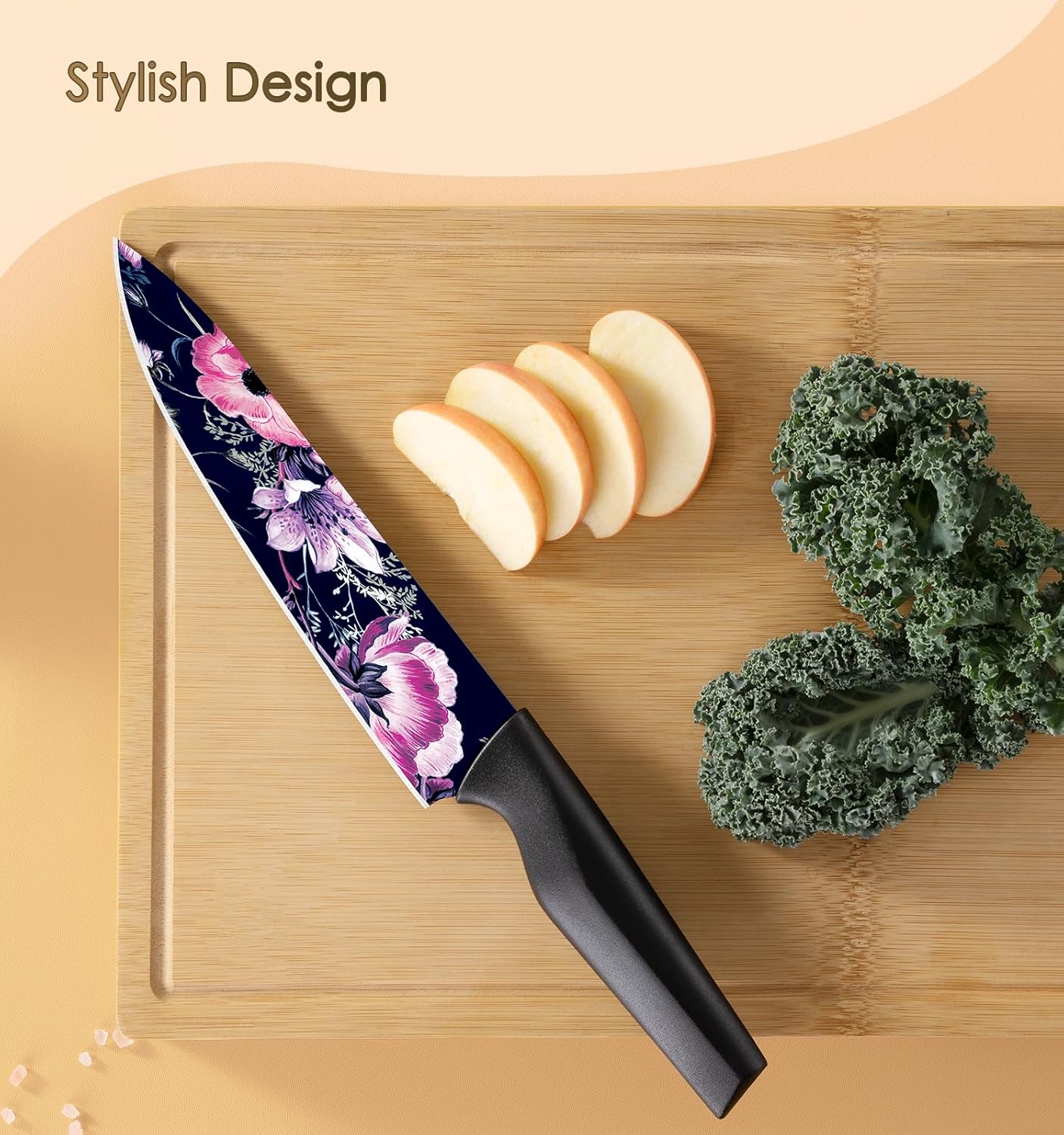 Knife Set, 12-Piece Flower Kitchen Knives Sets with Blade Guards, Dishwasher Safe, German High Carbon Stainless Steel, Perfect Gifts for Kitchen