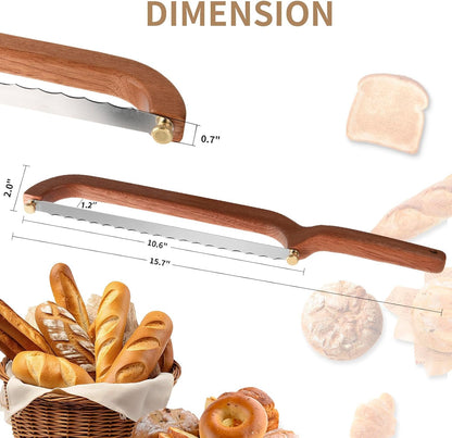 Bread Knife for Homemade Bread Sourdough, Serrated Bread Slicer & Bread Bow Knife with Ergonomic Grip for Easy, Clean & Even Slicing