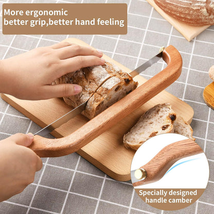 Bread Knife for Homemade Bread Sourdough, Serrated Bread Slicer & Bread Bow Knife with Ergonomic Grip for Easy, Clean & Even Slicing