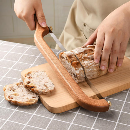 Bread Knife for Homemade Bread Sourdough, Serrated Bread Slicer & Bread Bow Knife with Ergonomic Grip for Easy, Clean & Even Slicing