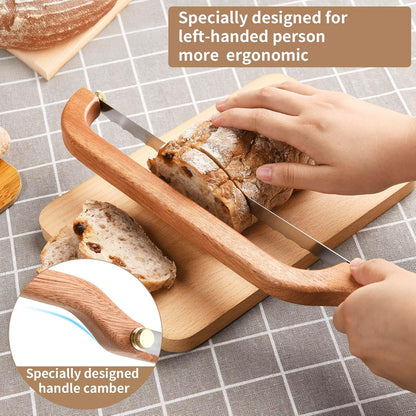 Bread Knife for Homemade Bread Sourdough, Serrated Bread Slicer & Bread Bow Knife with Ergonomic Grip for Easy, Clean & Even Slicing