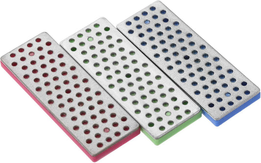70mm Extra-Fine/Fine/Coarse Ski Snowboard Diamond Stone, 3 Pack Ski Edge Sharpener Diamond Edge Files Snowboard Whetstone, Green/Fuchsia/Blue