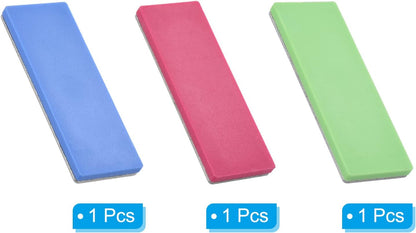 70mm Extra-Fine/Fine/Coarse Ski Snowboard Diamond Stone, 3 Pack Ski Edge Sharpener Diamond Edge Files Snowboard Whetstone, Green/Fuchsia/Blue