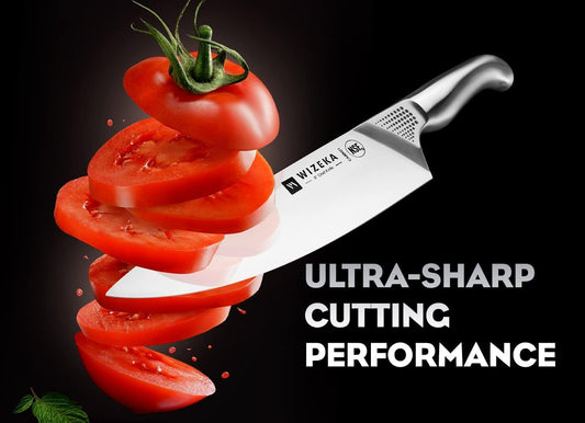 15PCS Kitchen Knife Set with Block and Sharpener, Ultra Sharp | High Carbon Stainless Steel, Precise Cutting, Suitable for Both Beginners and Professional Chefs, Ideal Gift Option