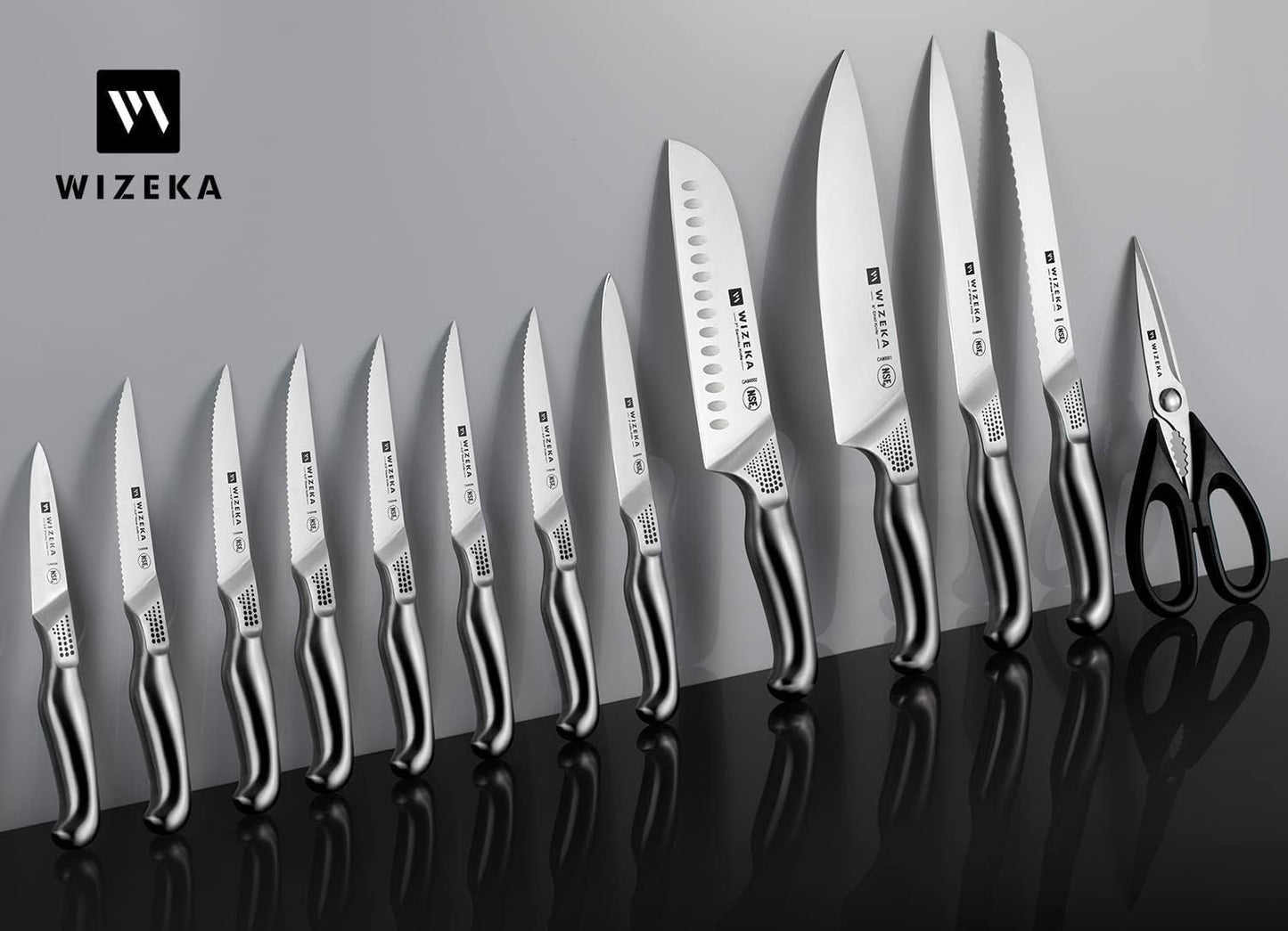 15PCS Kitchen Knife Set with Block and Sharpener, Ultra Sharp | High Carbon Stainless Steel, Precise Cutting, Suitable for Both Beginners and Professional Chefs, Ideal Gift Option
