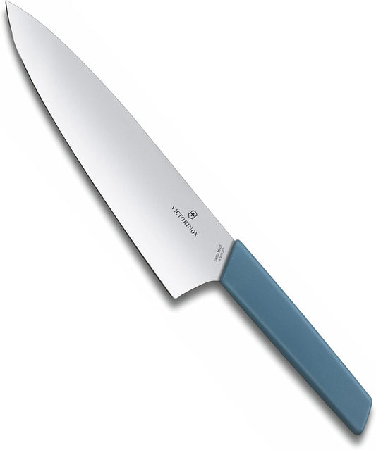 Swiss Modern Chef's Knife - Kitchen Knife for Cutting Meat, Fruit & Vegetables - Premium Kitchen Accessories - Blue Handle, 8"