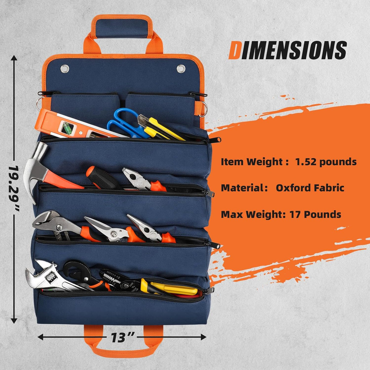 Tool Bag Roll Up, Heavy Duty Portable Soft Tool Storage Gifts for Men | Foldable Empty Rollup Organizer with Small Pockets, Rollable Toolbag, Gifts for Him Dad Men Mechanic Welding, Green