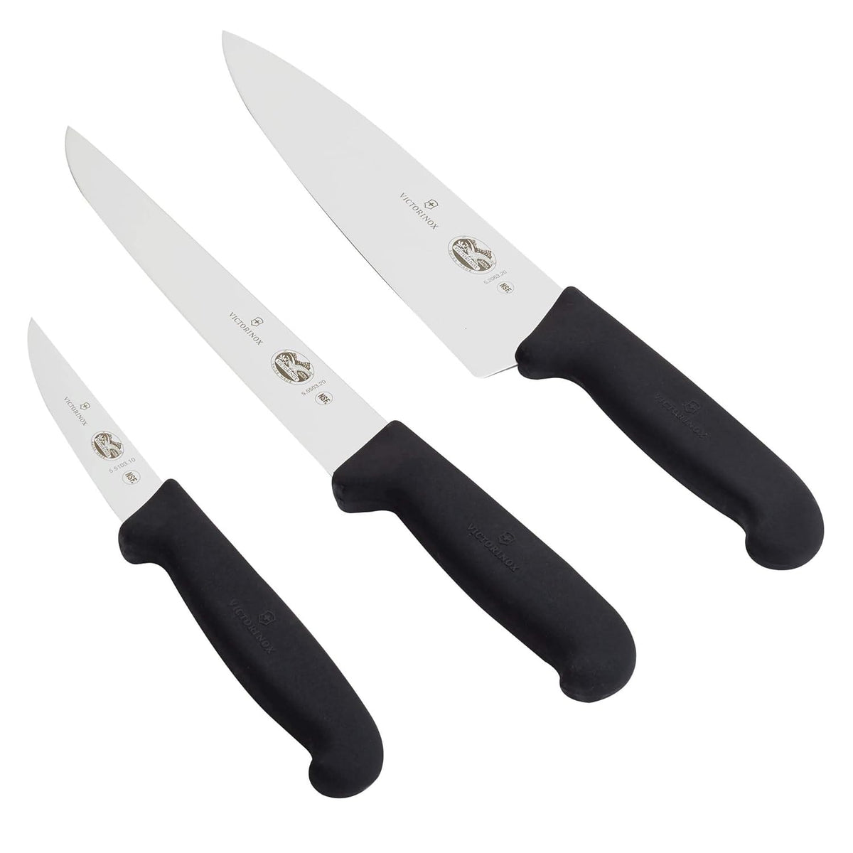 Fibrox 3 Piece Chef's Set, Includes Chef, Carving and Paring Knives, Black