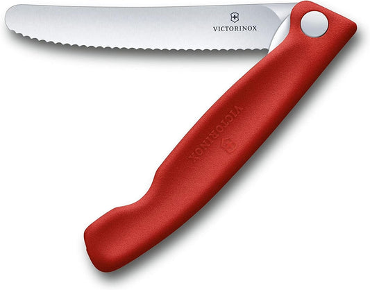 Swiss Classic Foldable Paring Knife, Wavy Edge Red 4.3 in