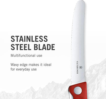 Swiss Classic Foldable Paring Knife, Wavy Edge Red 4.3 in