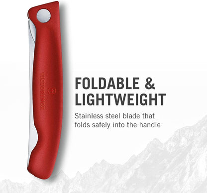 Swiss Classic Foldable Paring Knife, Wavy Edge Red 4.3 in
