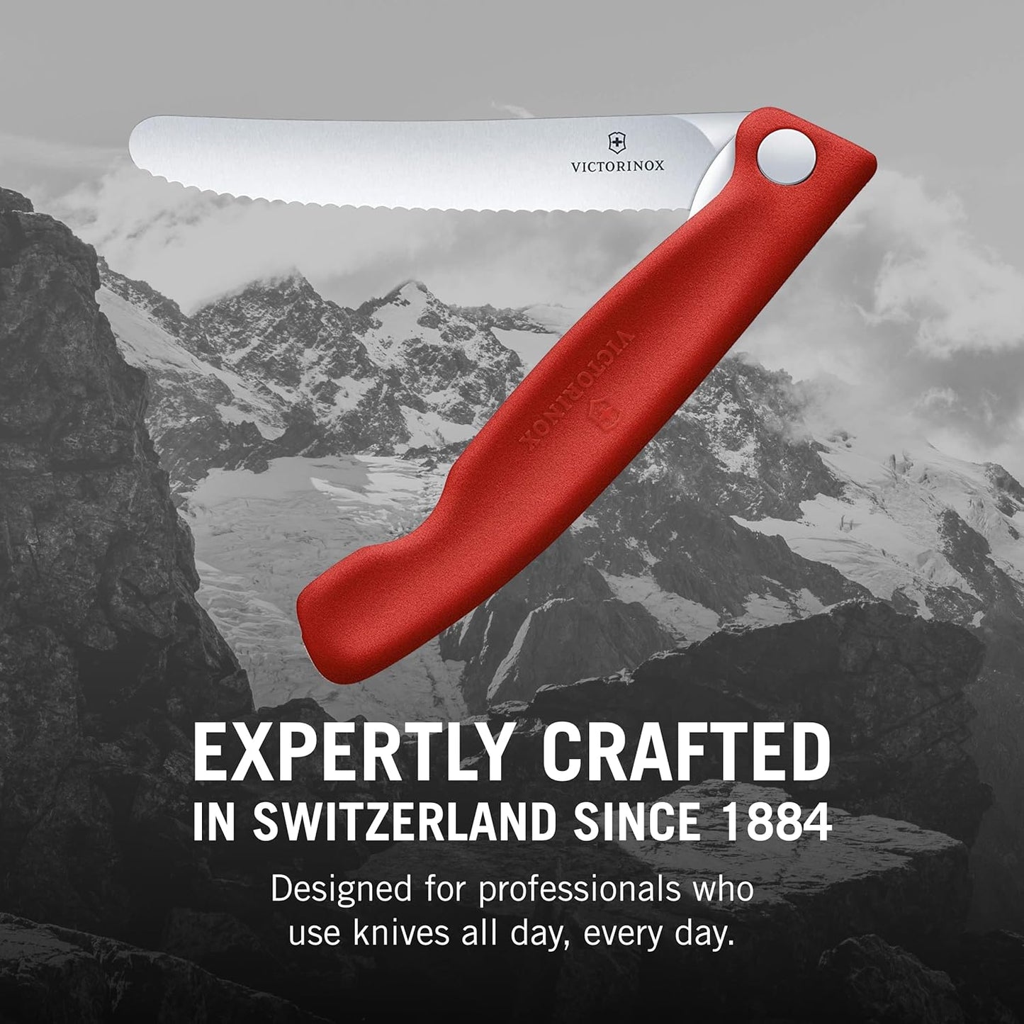Swiss Classic Foldable Paring Knife, Wavy Edge Red 4.3 in
