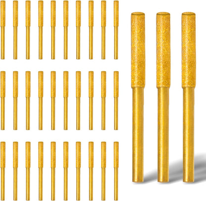 30 Pcs 5/32 Inch Chainsaw Sharpening Stones Diamond Chainsaw Sharpener Chainsaw Grinding Stone File Golden Chainsaw Accessories for Electric Diamond Sharpening Wheel, 4.0mm