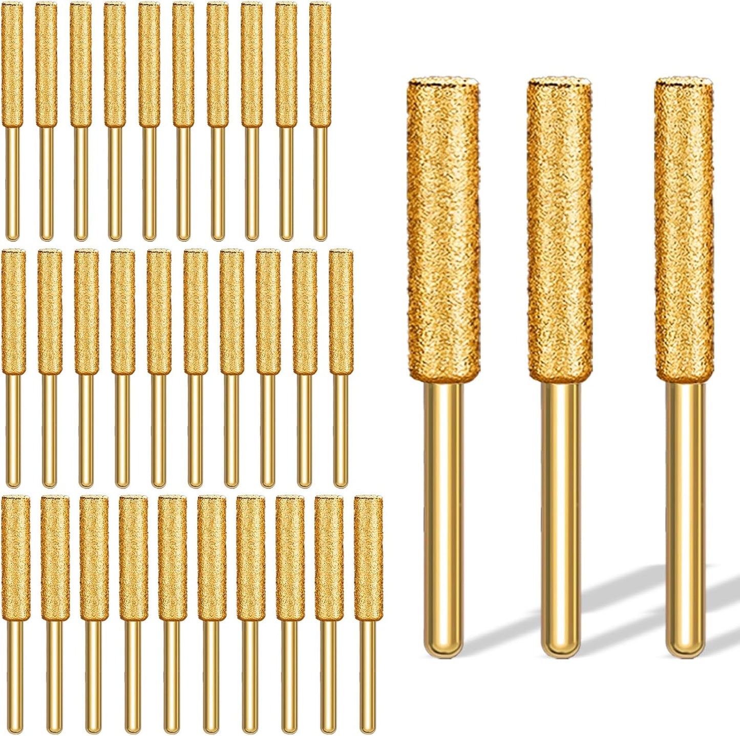 30 Pcs 5/32 Inch Chainsaw Sharpening Stones Diamond Chainsaw Sharpener Chainsaw Grinding Stone File Golden Chainsaw Accessories for Electric Diamond Sharpening Wheel, 4.0mm