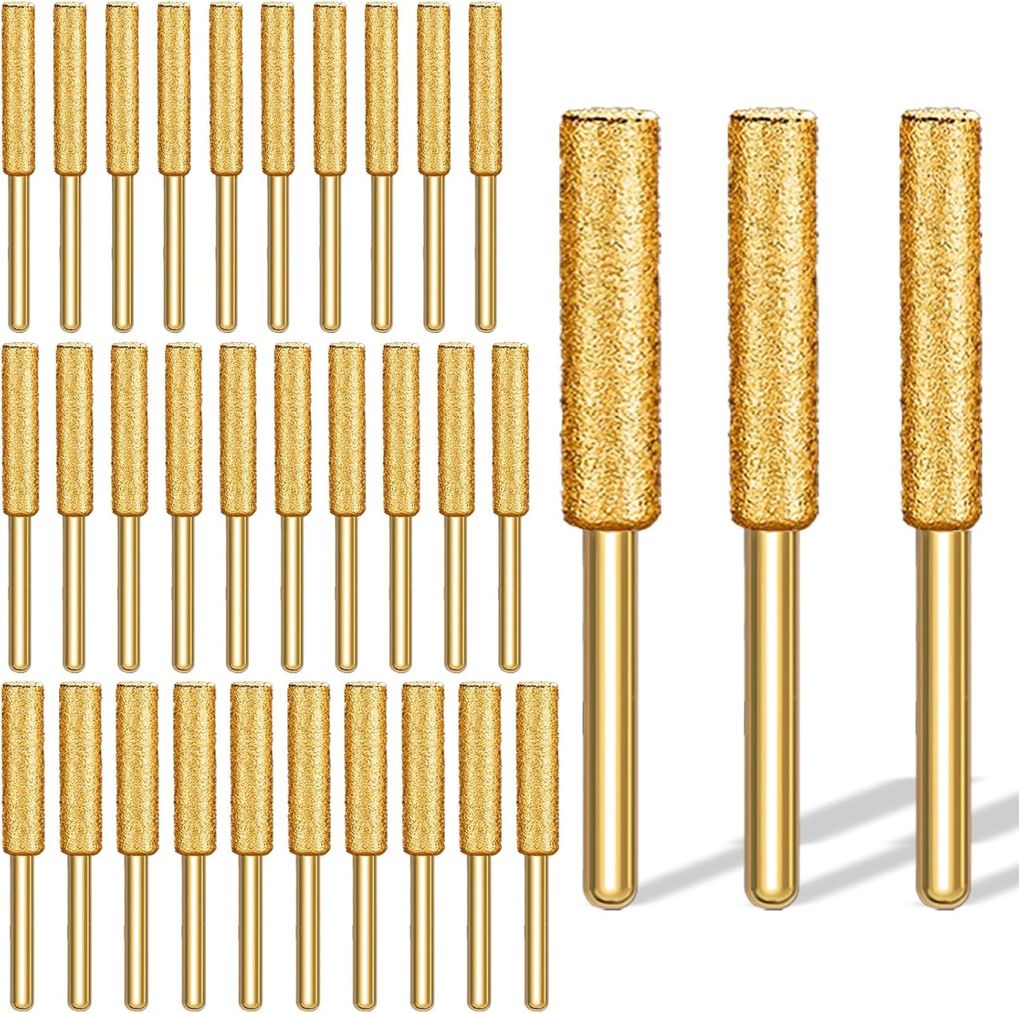 30 Pcs 5/32 Inch Chainsaw Sharpening Stones Diamond Chainsaw Sharpener Chainsaw Grinding Stone File Golden Chainsaw Accessories for Electric Diamond Sharpening Wheel, 4.0mm