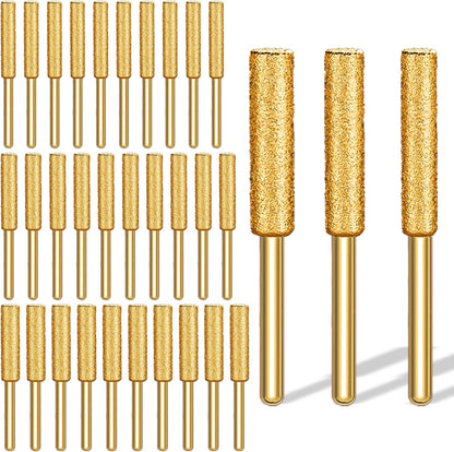 30 Pcs 5/32 Inch Chainsaw Sharpening Stones Diamond Chainsaw Sharpener Chainsaw Grinding Stone File Golden Chainsaw Accessories for Electric Diamond Sharpening Wheel, 4.0mm