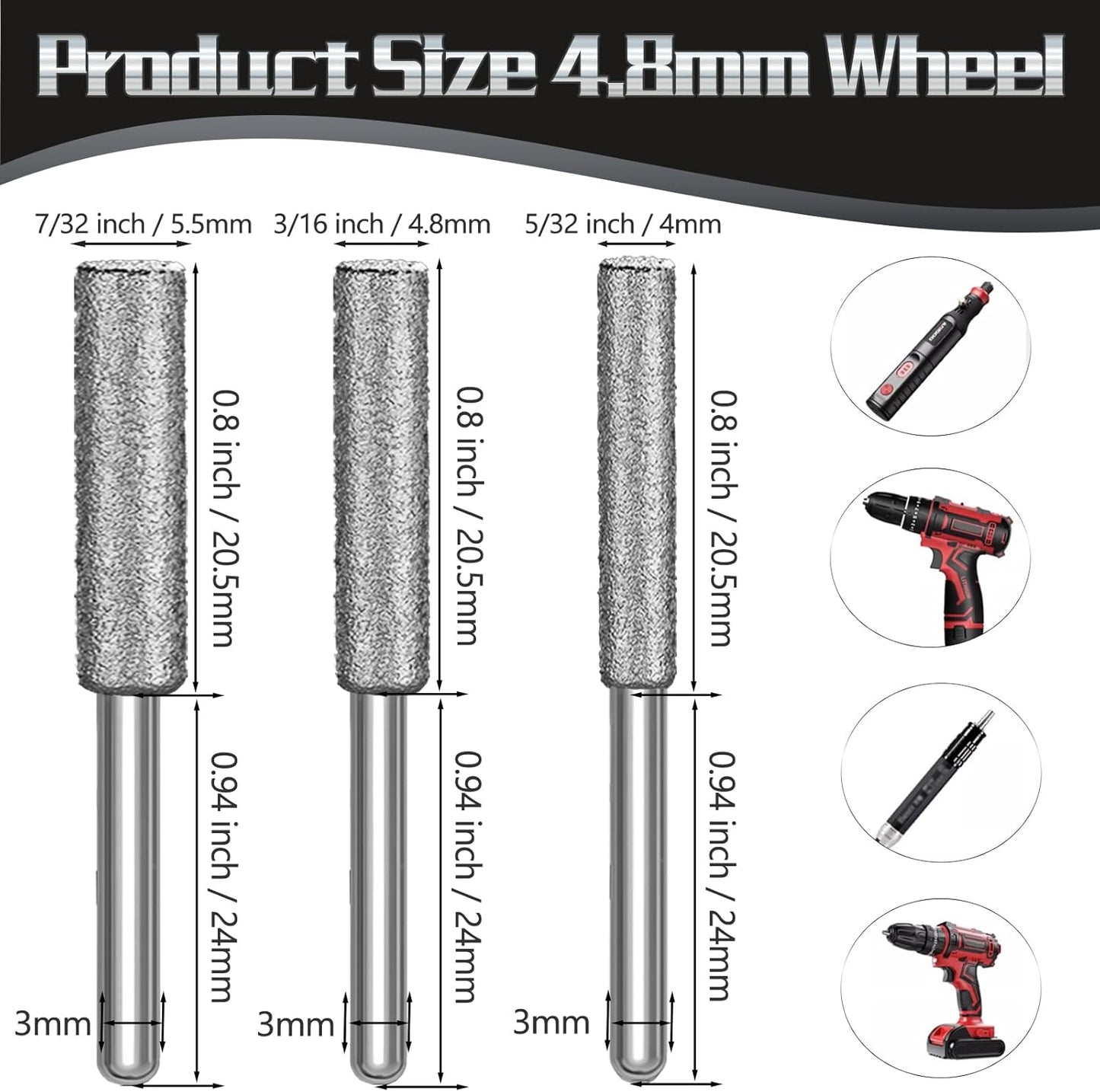 30 Pcs 5/32 Inch Chainsaw Sharpening Stones Diamond Chainsaw Sharpener Chainsaw Grinding Stone File Golden Chainsaw Accessories for Electric Diamond Sharpening Wheel, 4.0mm